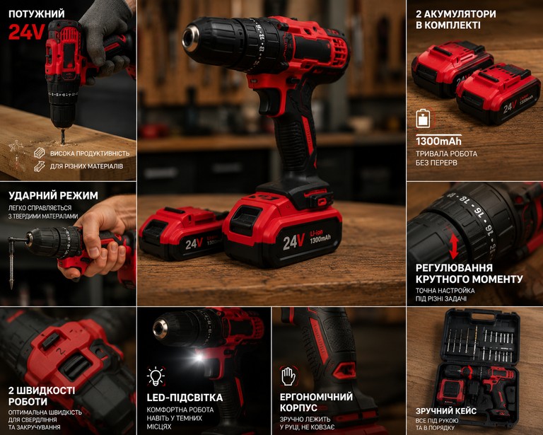 Купить Drill 24V з 2 акумуляторами Б/У
