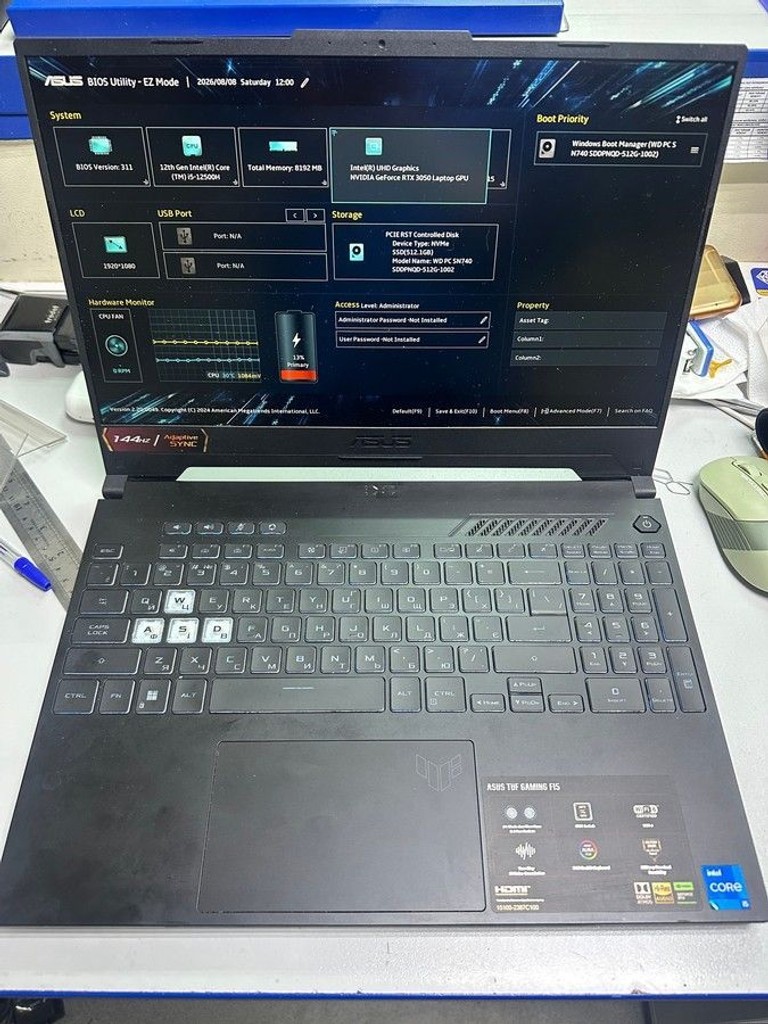 Купити Asus 15/core i5-12500h ddr5/8gb ddr4/ssd 512 gb/geforce rtx3050 4gb Б/У
