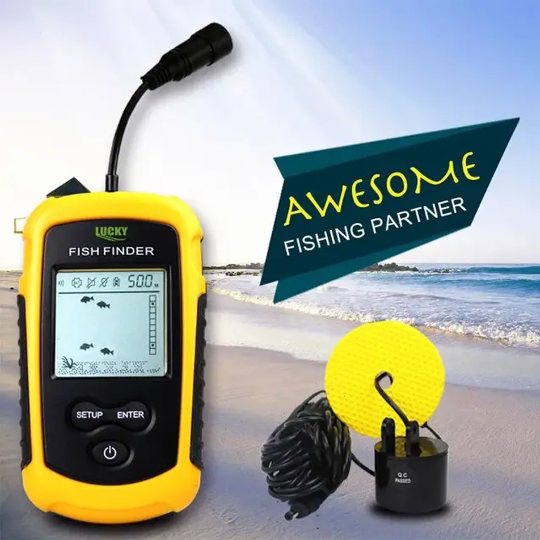 Дешево Ехолот Fish Finder портативний для берега та човна відображення риби та рельєфу дна з ломбарду