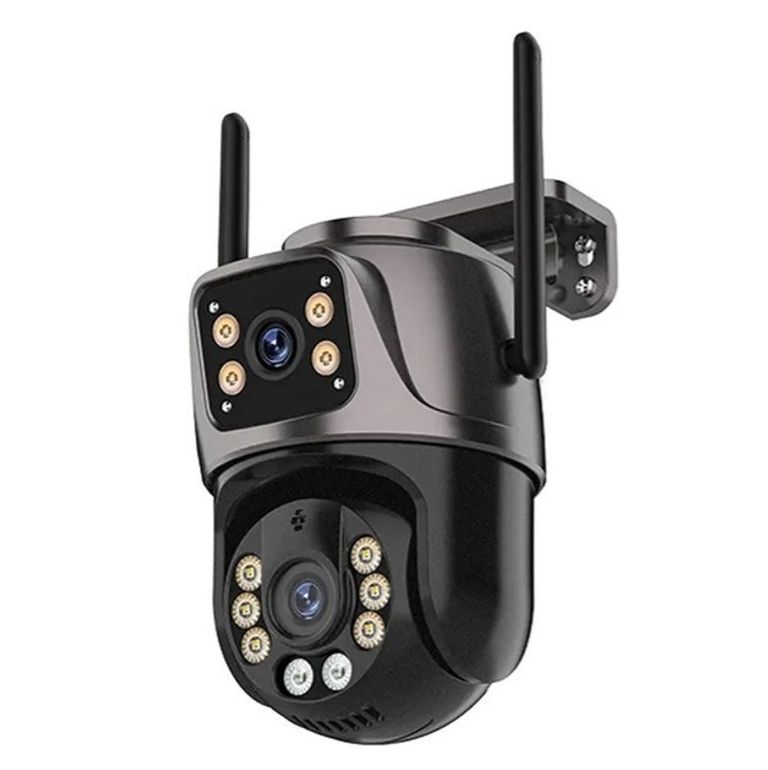 Купить Акція! IP камера відеоспостереження RIAS SC20-L (v380Pro APP) Wi-Fi 2 об'єктива 4MP+4MP вулична з віддаленим доступом Black. Нов Б/У