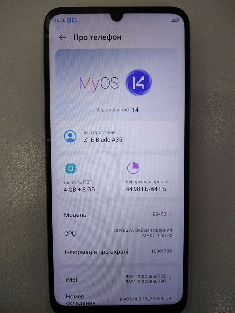 Оголошення Zte Blade A35 4/64GB Green Б/У
