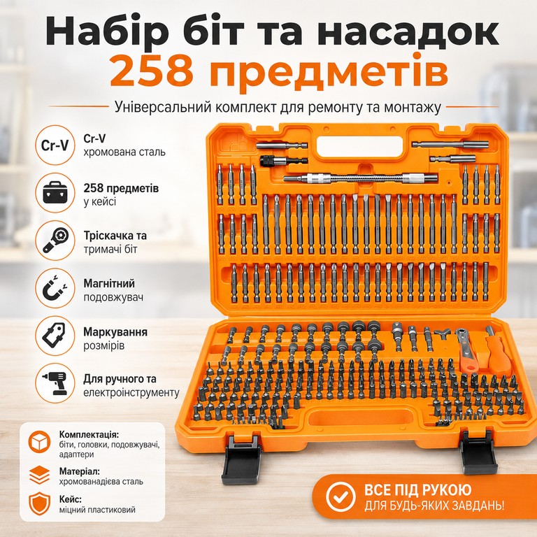 Купити Amartisan з тріскачкою та подовжувачами 258 предметів у кейсі Б/У