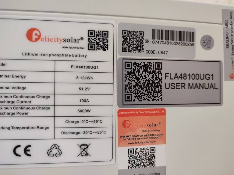 Felicity FLA48100UG1 - 51.2V 5.12kWh батарея акумулятор Код:null. Зображення 6