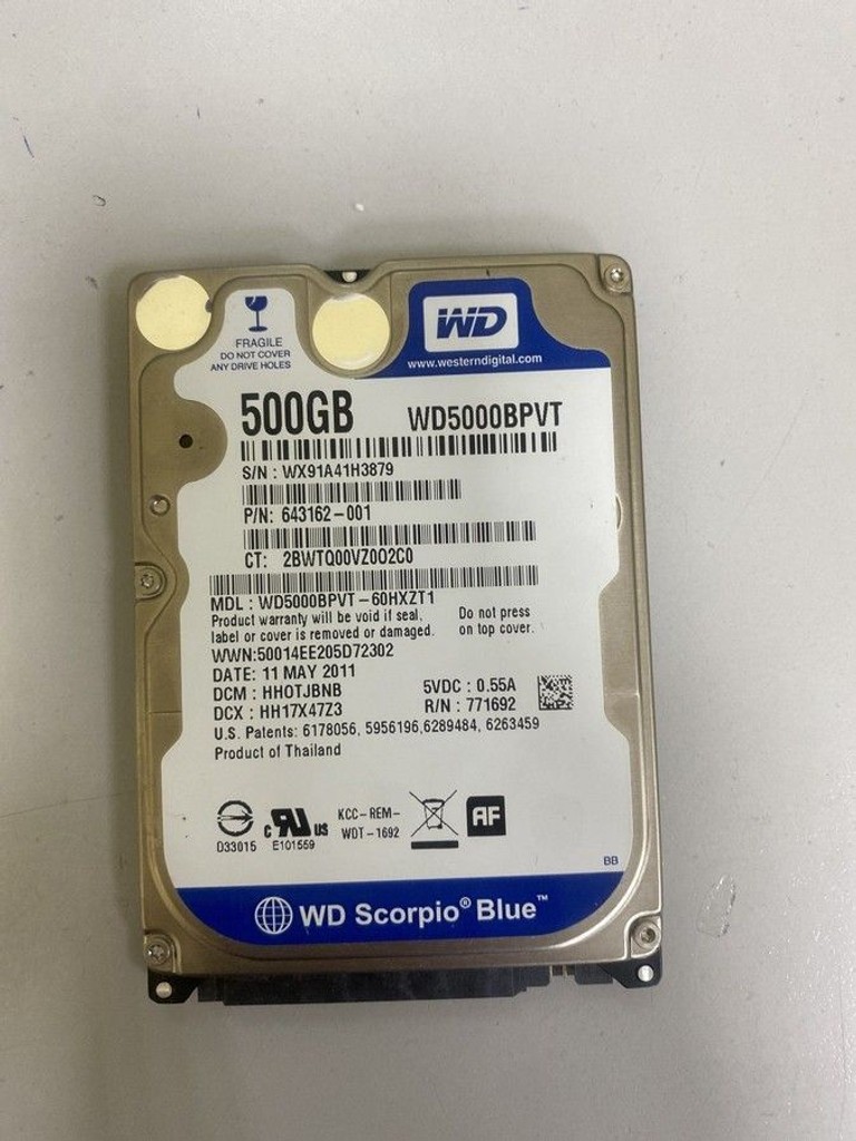 Оголошення Wd wd5000bpvt 500gb Б/У