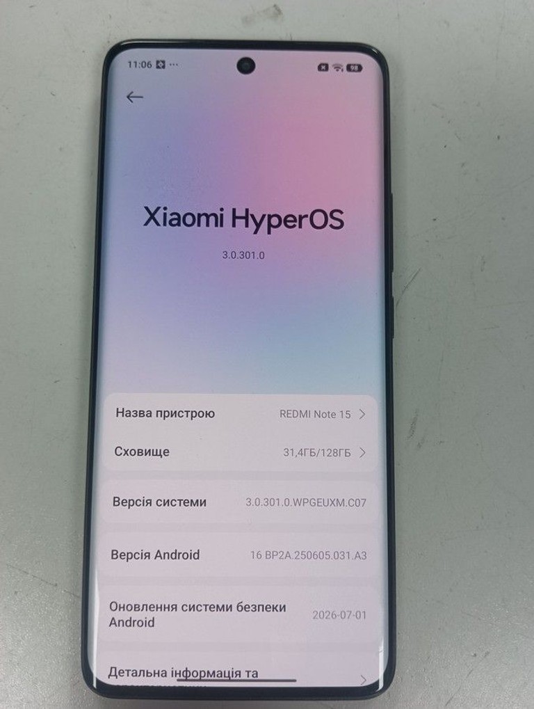 Объявление Xiaomi Redmi Note 15 4G 6/128GB Purple Б/У