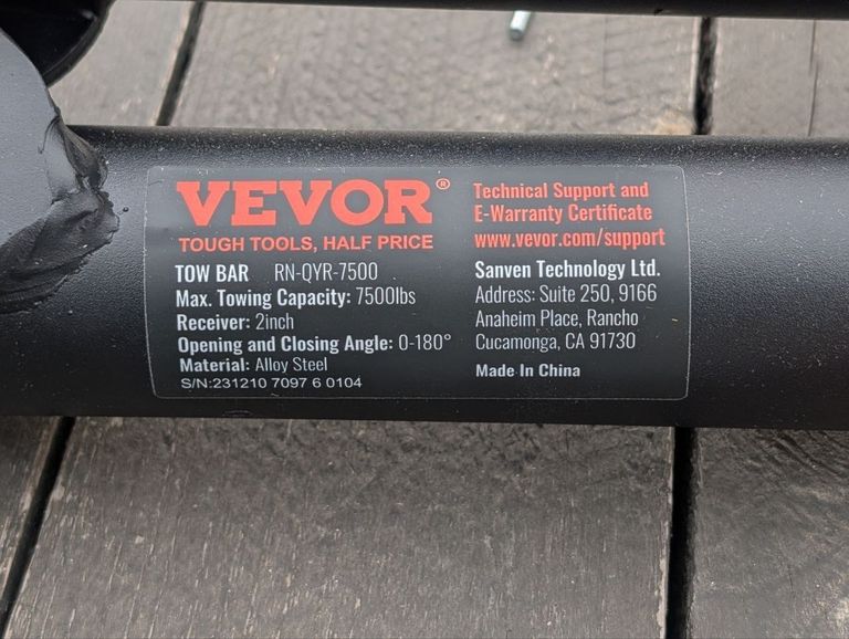 Буксирний бар Зчепне кріплення для причепа, підходить для 2-дюймового. Кріплення бампера VEVOR 3400 кг. Новий. Код:null. Изображение 7
