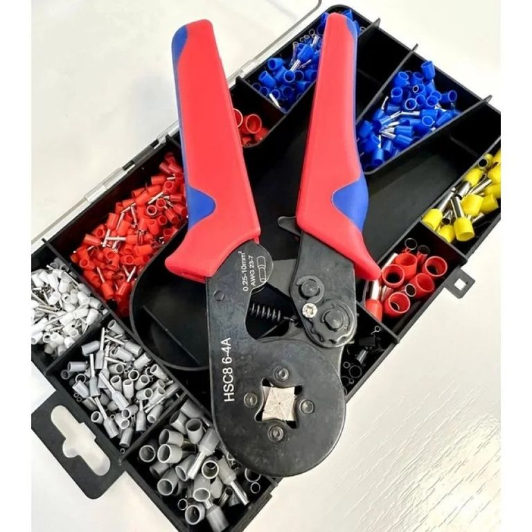 Купити Кримпер 4 кулачки (HSC8-4A) / кліщі обтискні + набір наконечників - 1200 шт Б/У