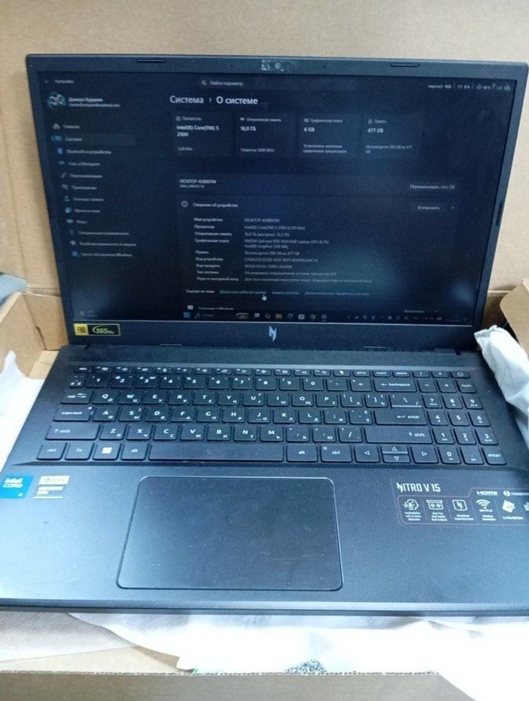 Объявление Acer 15/core 5 210h ddr4/16gb ddr4/hdd *відсутній/ssd 512 gb/geforce rtx3050 6gb Б/У