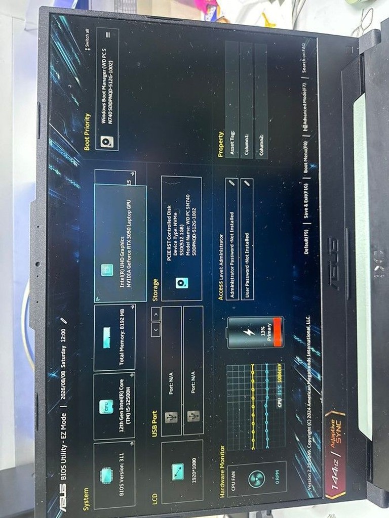 Оголошення Asus 15/core i5-12500h ddr5/8gb ddr4/ssd 512 gb/geforce rtx3050 4gb Б/У