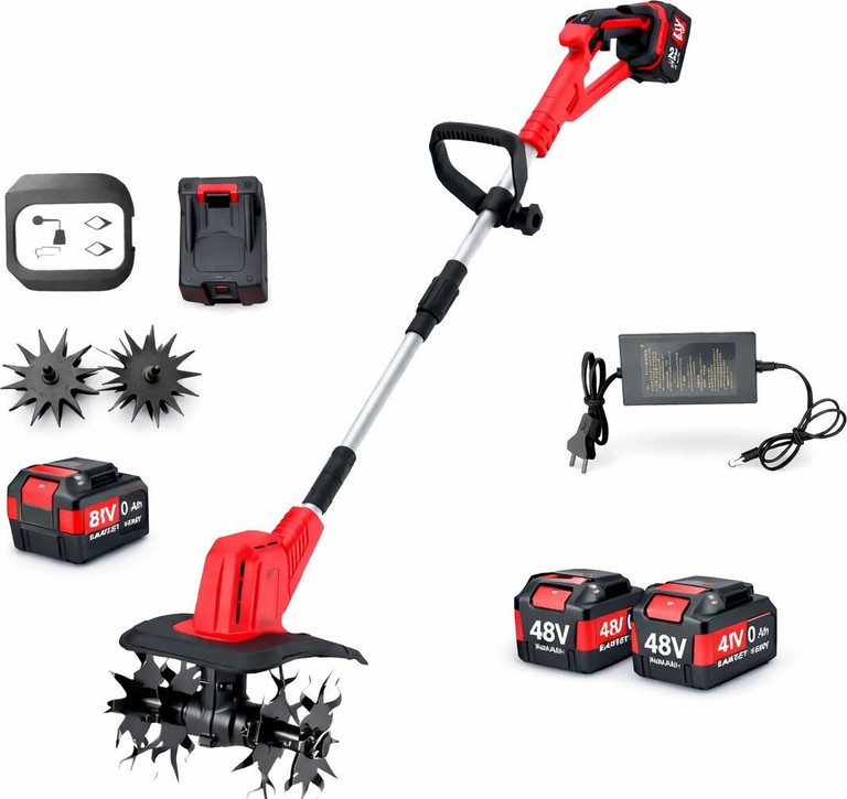 Купить Cultivator 48V ручний для міста, теплиць та клумб, 2 АКБ Червоний Б/У