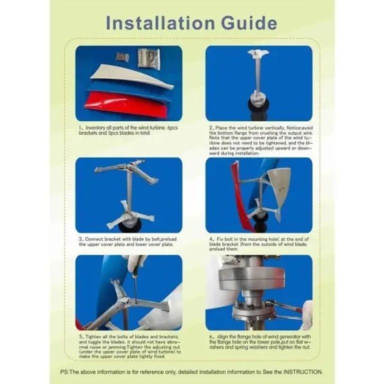 Вітрогенератор Cncest 400 Вт, 12/24 В, 3 лопаті 0,6 м, низька вібрація, автоматичне регулювання швидкості, для човнів та будинкі Код:null. Зображення 11