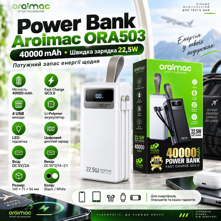 Aroimac ORA503 40000 mAh Код:null. Зображення 9