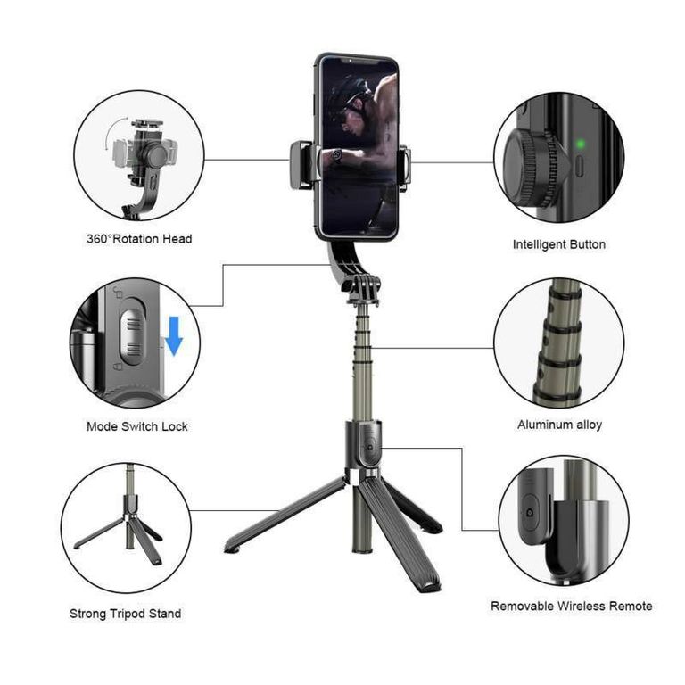 Gimbal L08 3-в-1 з Bluetooth Код:null. Изображение 7