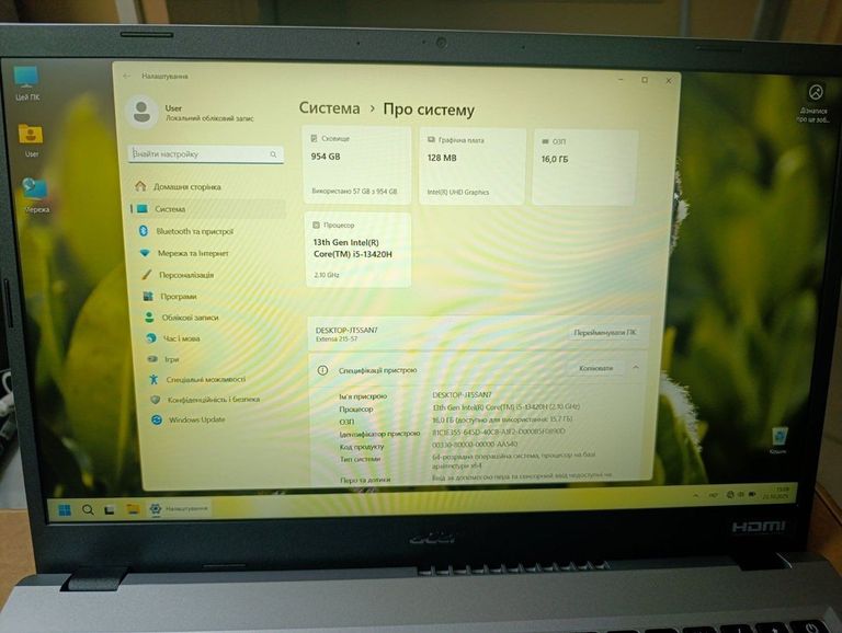Объявление Acer 15/core i5-13420h ddr5/16gb ddr5/ssd 1000 gb/*інтегрована Б/У