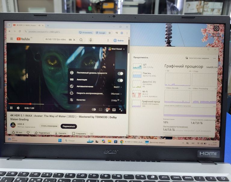 Оголошення Acer 15/core i3-1315u ddr5/16gb ddr5/hdd *відсутній/ssd 512 gb/*інтегрована Б/У