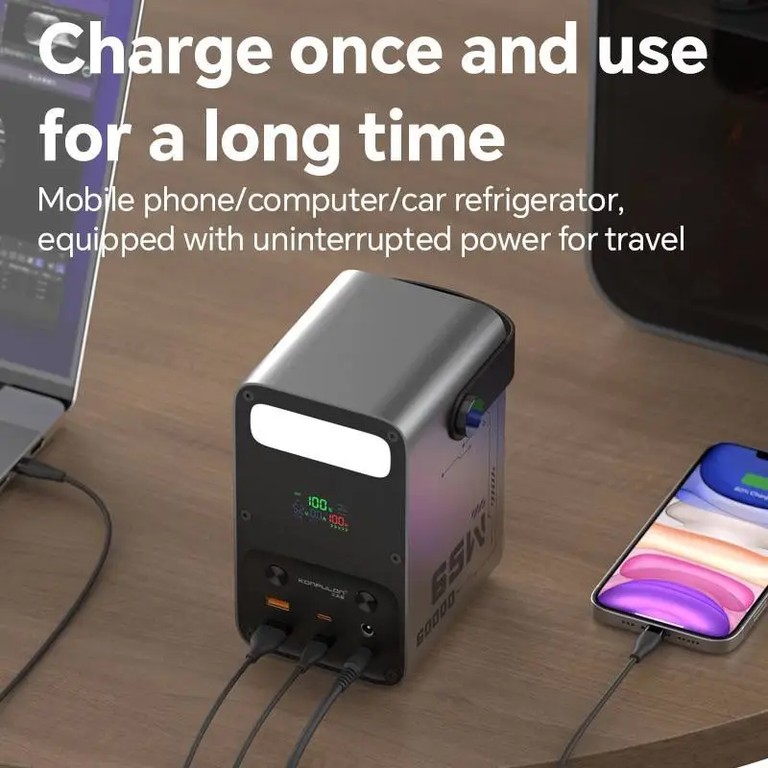 Дешиво Потужний PowerBank 60000 mAh 65W PD для ноутбуків із DC-виходом та ліхтарем с ломбарда