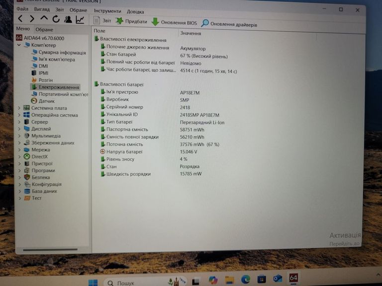 Дешево Acer 15/ryzen 5 6600h ddr5/16gb ddr5/hdd *відсутній/ssd 512 gb/geforce rtx3050 4gb з ломбарду