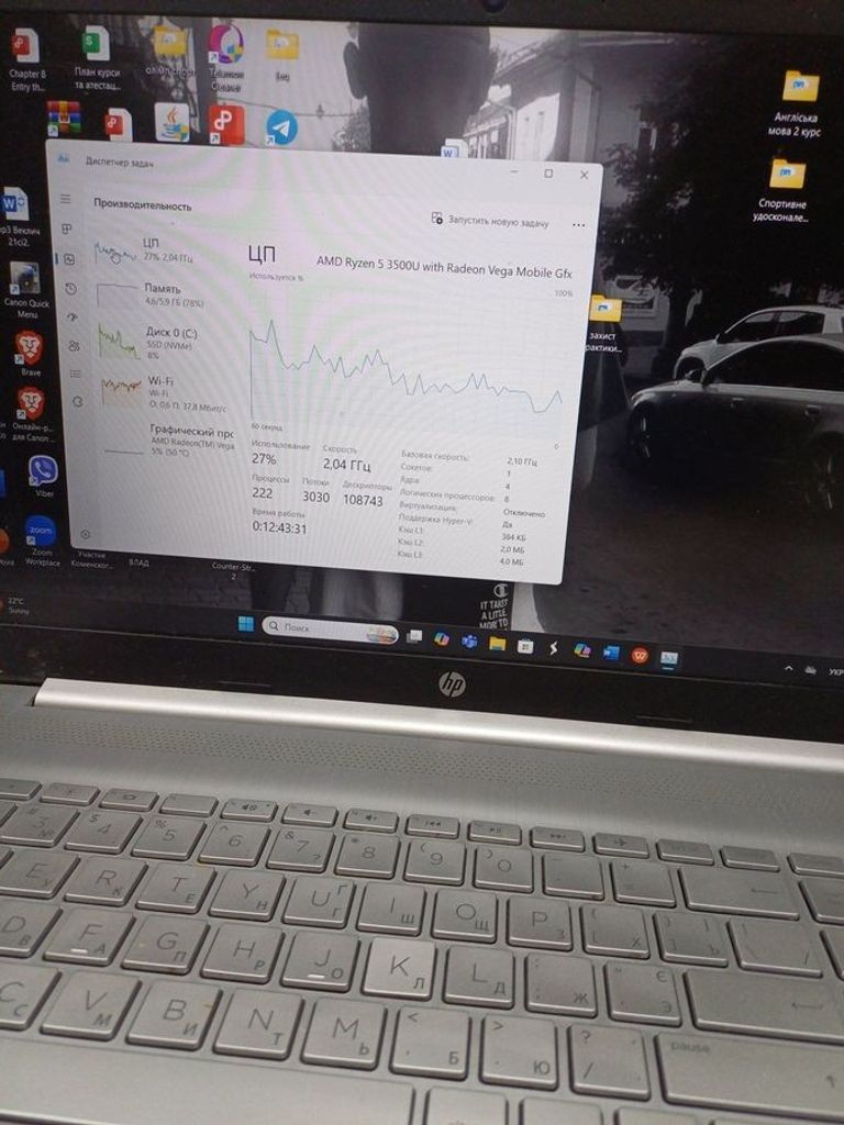 Купить Hp 15/ryzen 5 3500u ddr4/8gb ddr4/hdd *відсутній/ssd 256 gb/*інтегрована Б/У