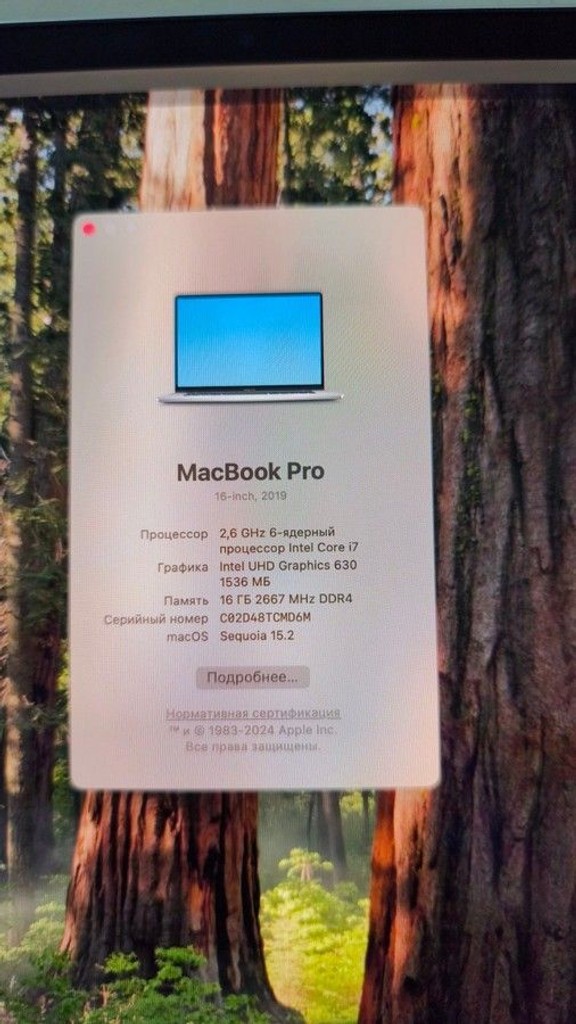 Apple macbook pro 16" 2019 a2141 core i7 2,6ghz/ram16gb/ssd512gb/amd radeon pro 5300m 4gb Код:01-201007624. Зображення 5