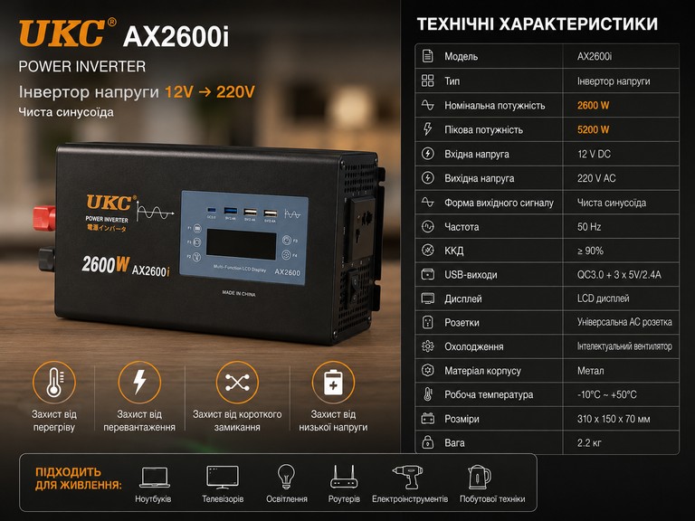AC/DC 2600W AX Sine Код:null. Зображення 4