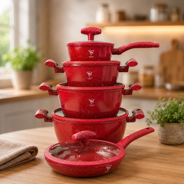 Дешево Top Kitchen TK-00100 із гранітним антипригарним покриттям 10 предметів (3 каструлі, сковорода, сотейник + кришки) з ломбарду