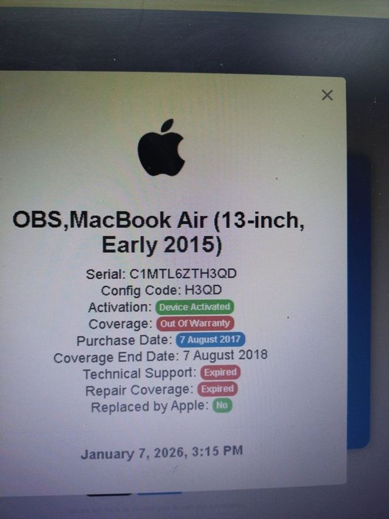 Дешиво Apple a1466/core i5 1,8 ghz/ram 8gb/ssd 120gb/hd graphics 6000 с ломбарда