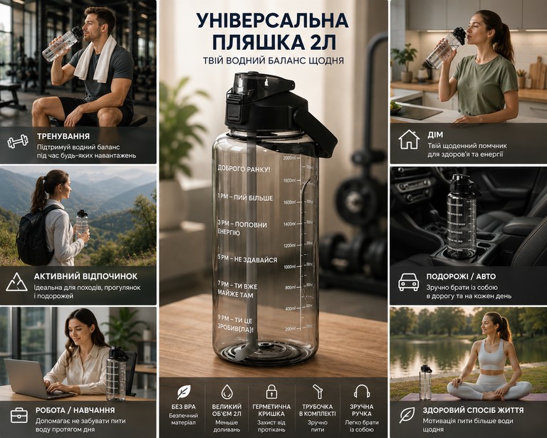 Дешево Bottle 2л з соломинкою з ломбарду