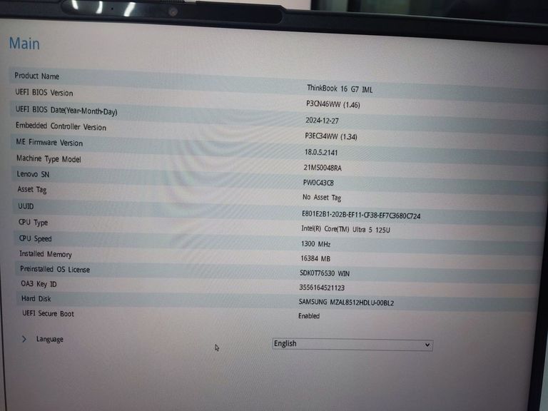 Дешиво Lenovo 16/core ultra 5 125u s1 ddr5/16gb ddr5/ssd 512 gb/*інтегрована с ломбарда