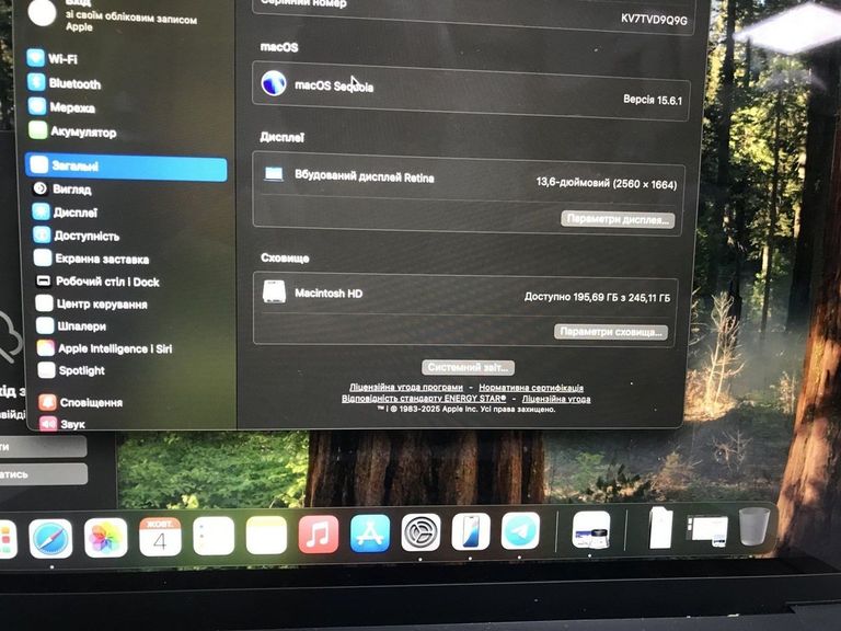 Дешиво Apple macbook air 13,6" 2025 mc6t4 / apple m4/ 8 core gpu/ ram 16gb/ ssd 256gb/ a3240 с ломбарда