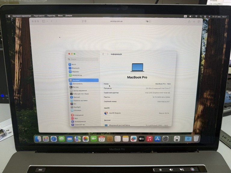 Купити Apple macbook pro/a1990/ core i7 2,6ghz/ ram16gb/ ssd256gb/ amd pro 555x 4gb/ retina, touch bar Б/У