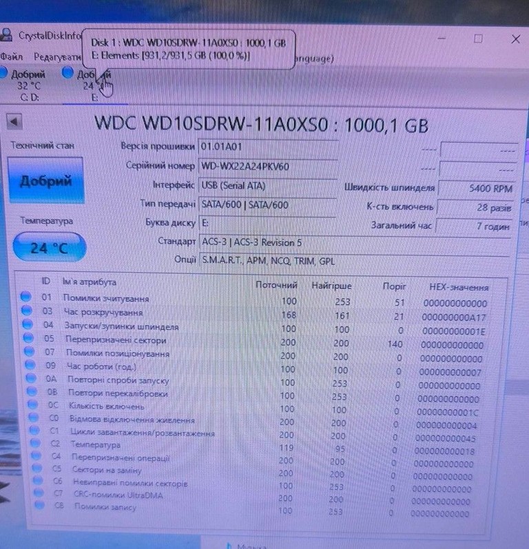 Объявление Wd elements portable 1 tb Б/У