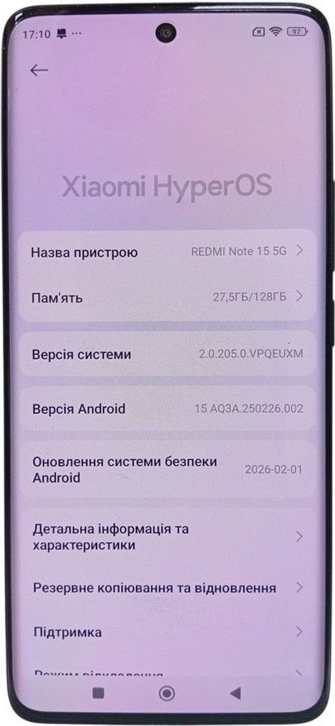 Оголошення Xiaomi Redmi Note 15 5G 6/128GB Midnight Black Б/У