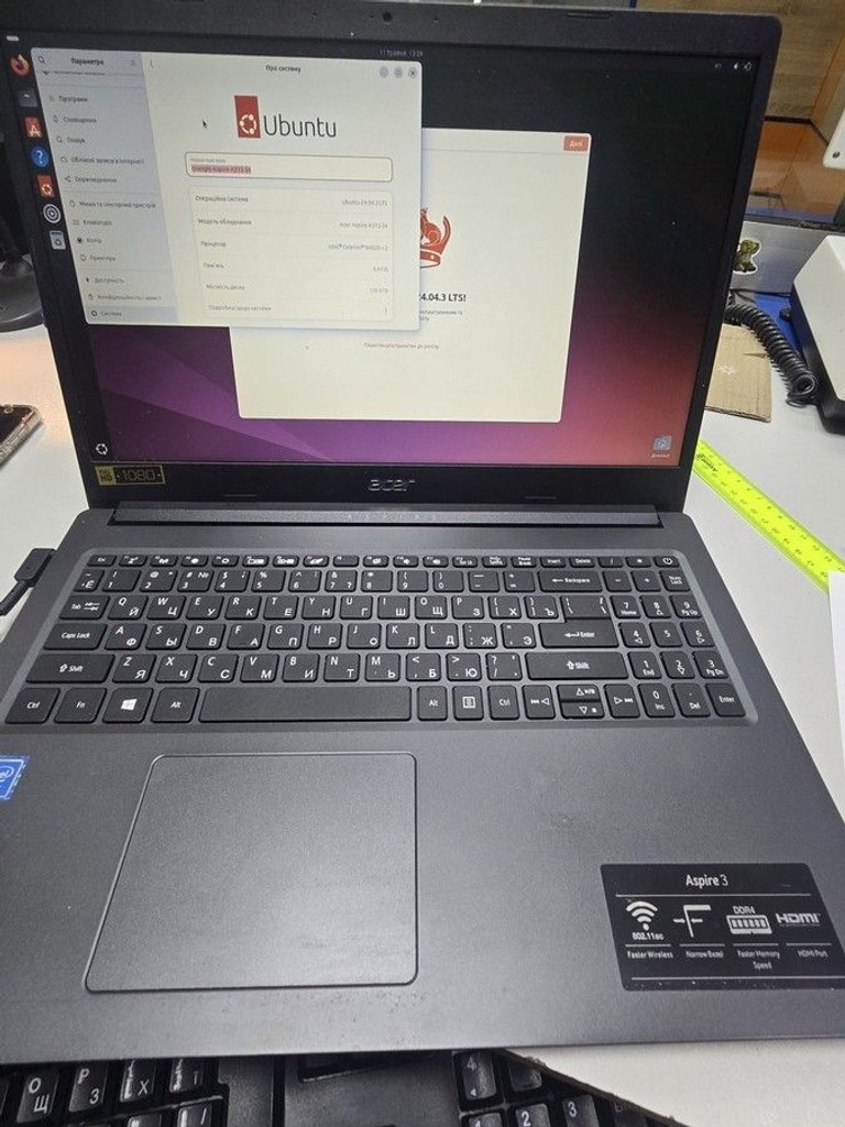 Оголошення Acer 15/celeron n4020 ddr4/4gb ddr4/hdd 120 gb/ssd *відсутній/*інтегрована Б/У