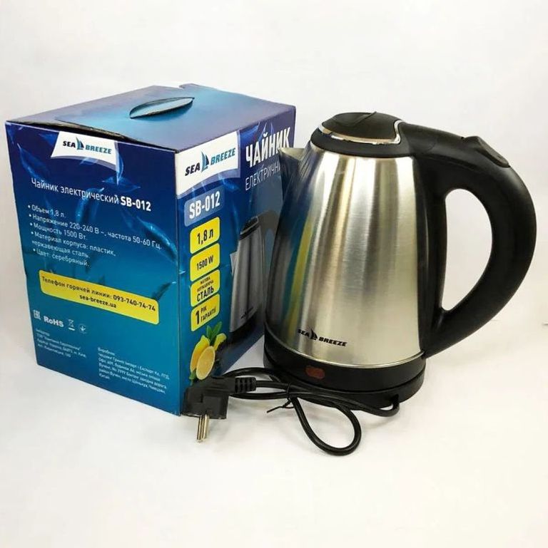 Електрочайник чайник електричний Sea Breeze SB-012 1.8 л тихий електричний чайник, маленький чайник Код:null. Изображение 4