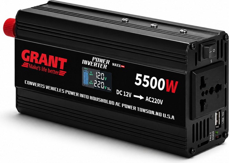 Купити Автомобільний інвертор із LCD-екраном GRANT Power Maxx 5500W (12V → 220V) Б/У