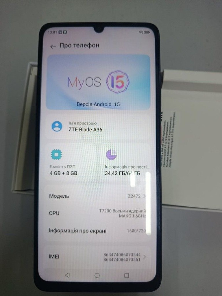 Оголошення Zte Blade A36 4/64GB Green Б/У