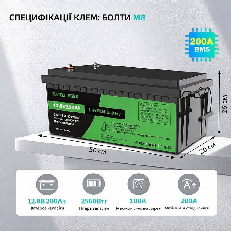 BATTERY LiFePO4 200Ah 12.8V Код:null. Изображение 7