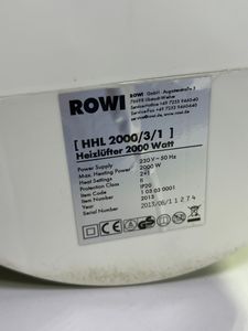 Б/в Обігрівач Rowi hhl 2000/3/4 01-200809761