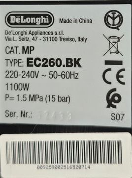 Б/в Кавоварка Delonghi ec 260.bk 01-200850978
