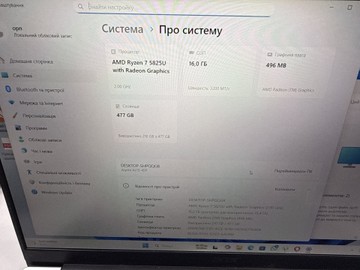 Б/в Ноутбук Acer 15/ryzen 7 5825u ddr4/16gb ddr4/ssd 480 gb/*інтегрована 01-200947436