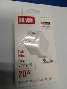 Б/в Зарядний блок Color Way gan mini 20w pd pps usb-c cw-chs059pd 01-200893753