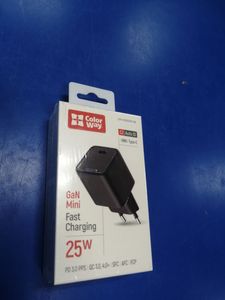 Б/у Зарядный блок Colorway gan mini 25w pd port pps usb-c black (cw-chs052pd-bk) 01-200907586