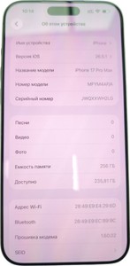 Б/в Мобільний телефон Apple iphone 17 pro max 256gb 01-201003942