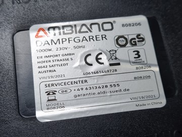Б/в Пароварка Ambiano 808206 01-200939923