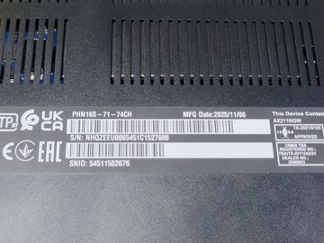 Б/в Ноутбук Acer 16/core ultra 7 255hx ddr5/32gb ddr5/ssd 1000 gb/rtx 5060 8gb 01-201052398