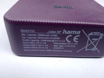 Б/в Повербанк Hama 20000mah 00201715 01-201002215