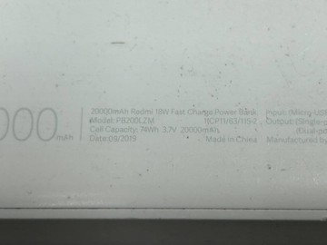 Б/в Повербанк Xiaomi redmi powerbank 20000 mah fast charge 18w 01-200936136