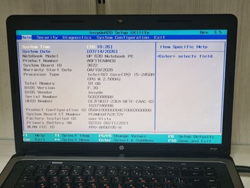 Б/в Ноутбук Hp 16/core i5 2450m ddr3/10gb ddr3/hdd *відсутній/ssd 120 gb/*інтегрована 01-201031147