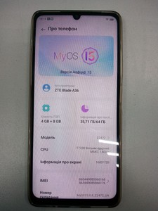 Б/в Мобільний телефон Zte blade a36 4/64gb 01-200991350