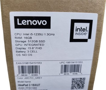 Б/в Ноутбук Lenovo 15/core i5-1235u ddr5/16gb ddr4/hdd *відсутній/ssd 512 gb/*інтегрована 01-201067800